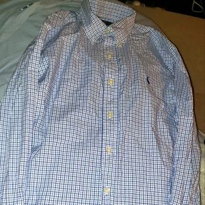 Men’s Ralph Lauren Casual Long Sleeve Shirt (Medium) Blue Plaid Stretch